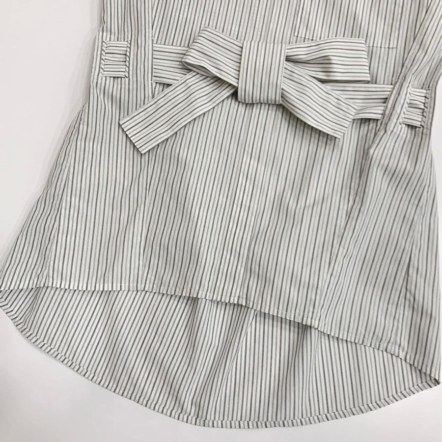 BURBERRY London England 直條紋腰帶長版上衣-7