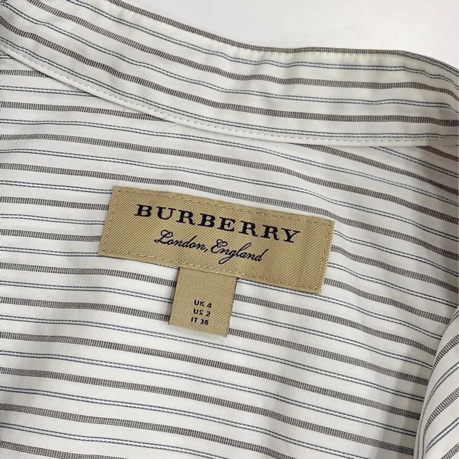 BURBERRY London England 直條紋腰帶長版上衣-8
