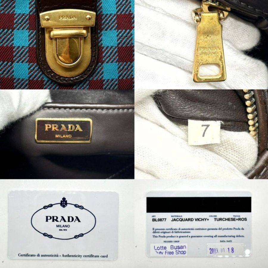 【紗榮子同款】 PRADA 方格保齡球包 三角經典標誌-7