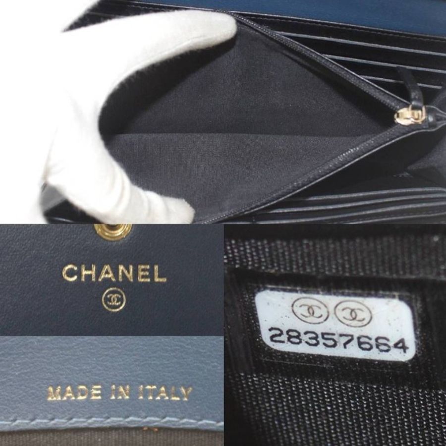 【日本二手美品】CHANEL 全牛皮 雙C 長夾-8