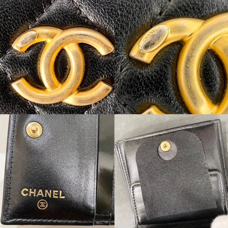 【Chanel二手稀有款】CHANEL 翻蓋皮夾 小羊皮黑色-2