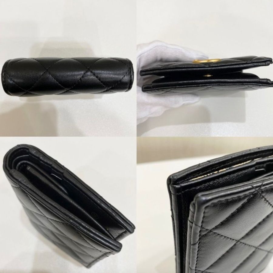 【Chanel二手稀有款】CHANEL 翻蓋皮夾 小羊皮黑色-3