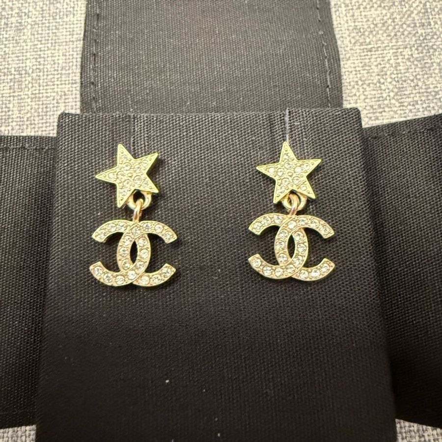 Chanel CC star earrings 耳環 全新-0