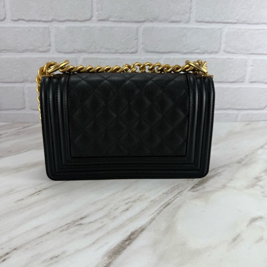 CHANEL 香奈兒 BOY Chanel Leboy20 經典菱格紋 小號 黑荔枝牛皮 金鍊-9