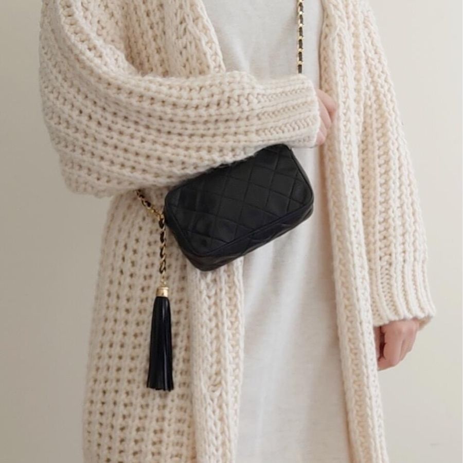 Chanel vintage 流蘇手拿包-5