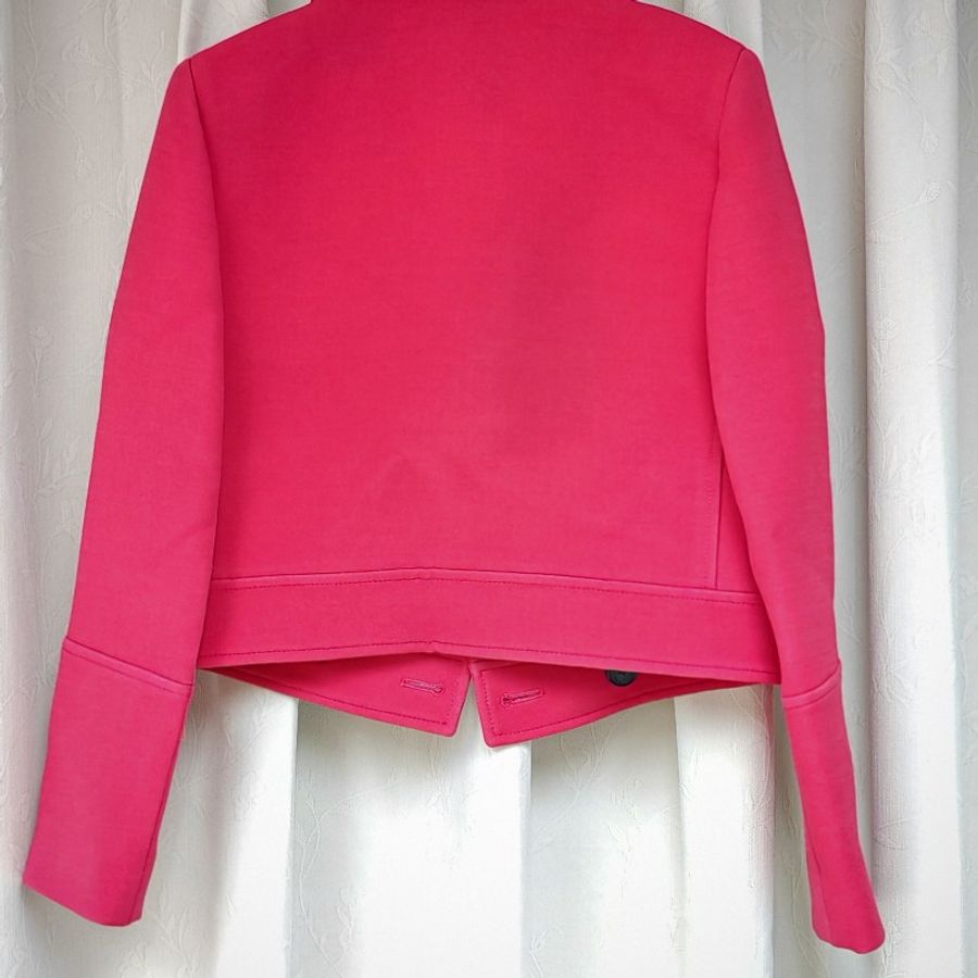 Dior 迪奧 粉色毛呢雙排釦西服外套裙子-4