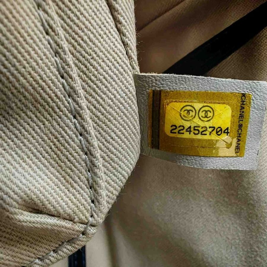 Chanel 香奈兒 海軍藍油蠟牛皮沙灘包 22開-3