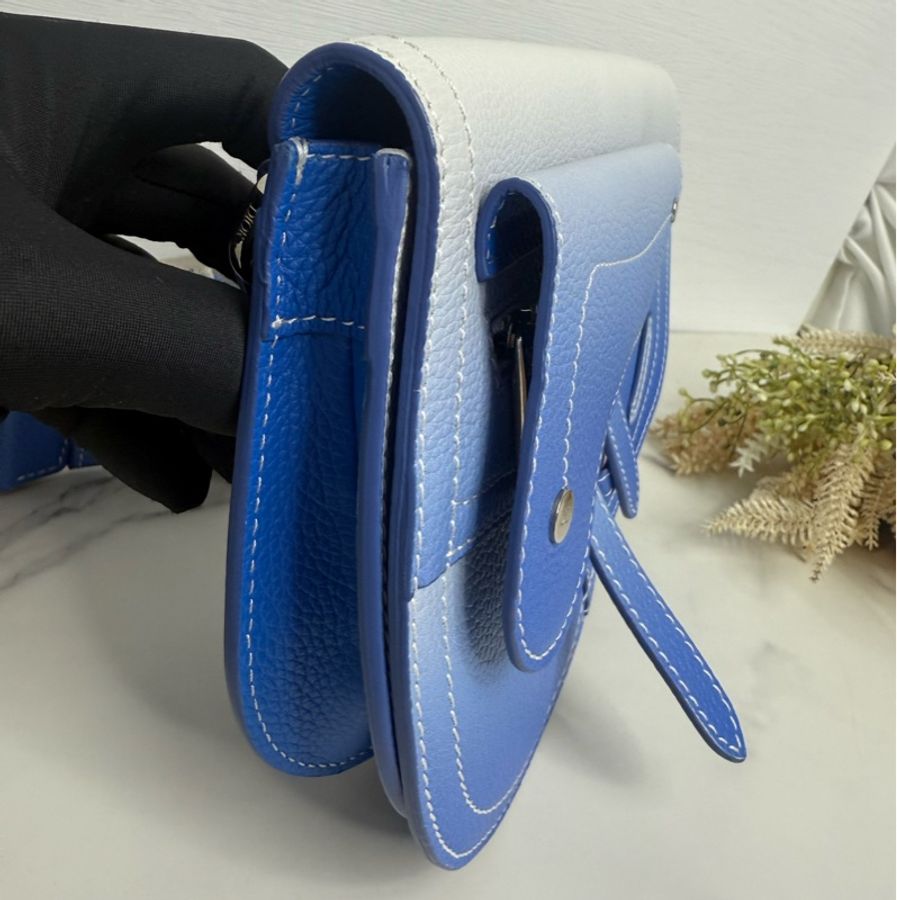 DIOR saddle 馬鞍 腰包 漸變藍白色-3