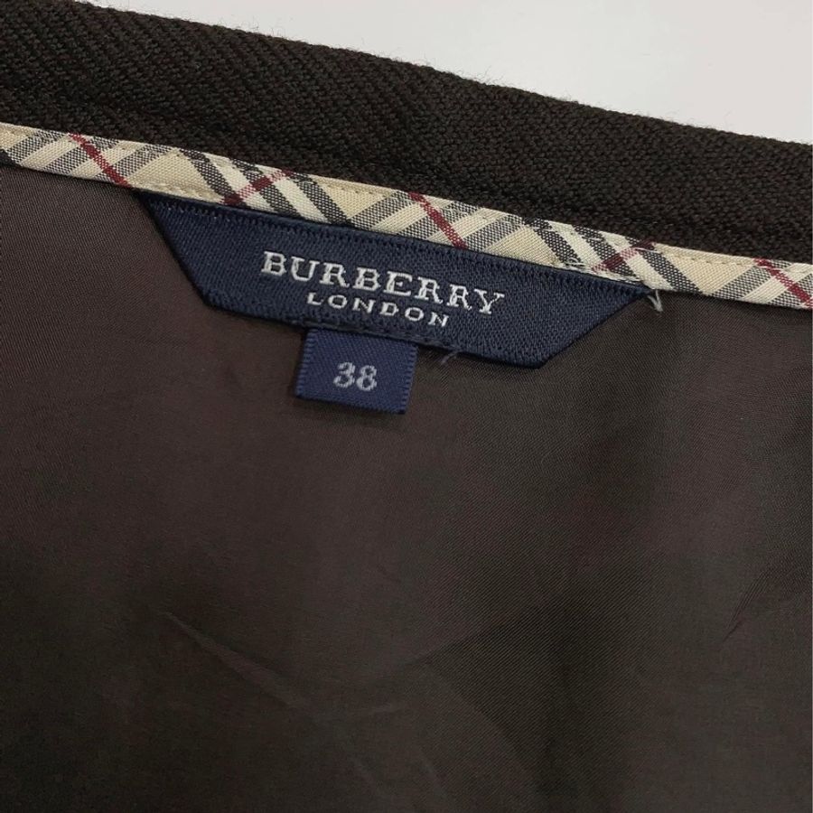 Burberry 倫敦 深棕色毛料鬚鬚長裙-7