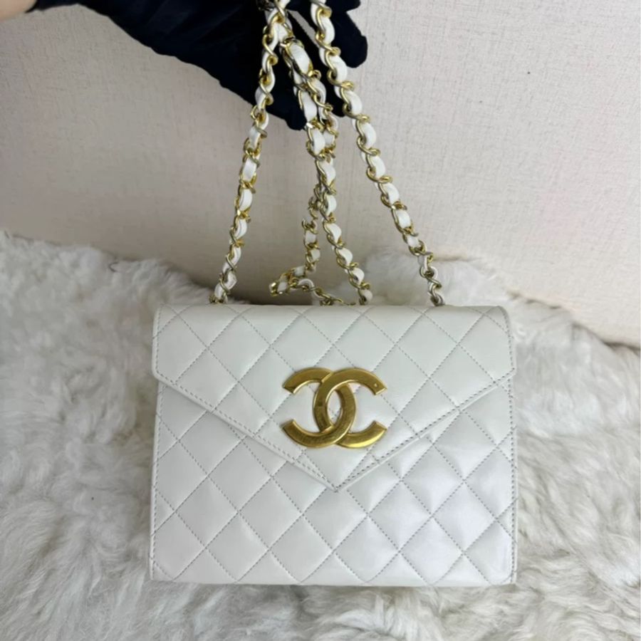Chanel 經典大LOGO 白金信封口蓋包 #白雪公主✨ #保卡鐳標齊全✔️ #CF20-4