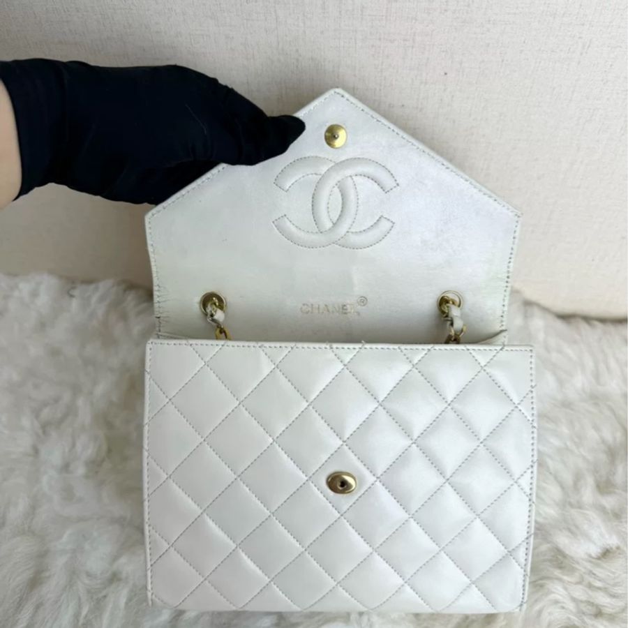 Chanel 經典大LOGO 白金信封口蓋包 #白雪公主✨ #保卡鐳標齊全✔️ #CF20-8