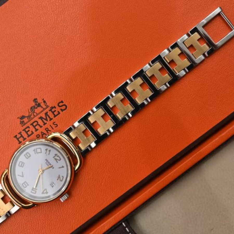 【LA LUNE】稀有中古二手Hermes Pullman金銀扣帶男女裝手腕錶聖誕生日禮物 Vintage-4