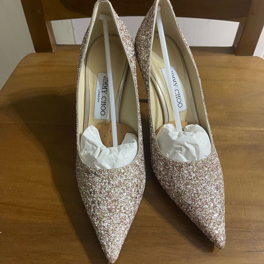 Jimmy Choo Romy Degrade Glitter 85mm Pump, Rose 玫瑰粉色經典兩片高跟鞋-0