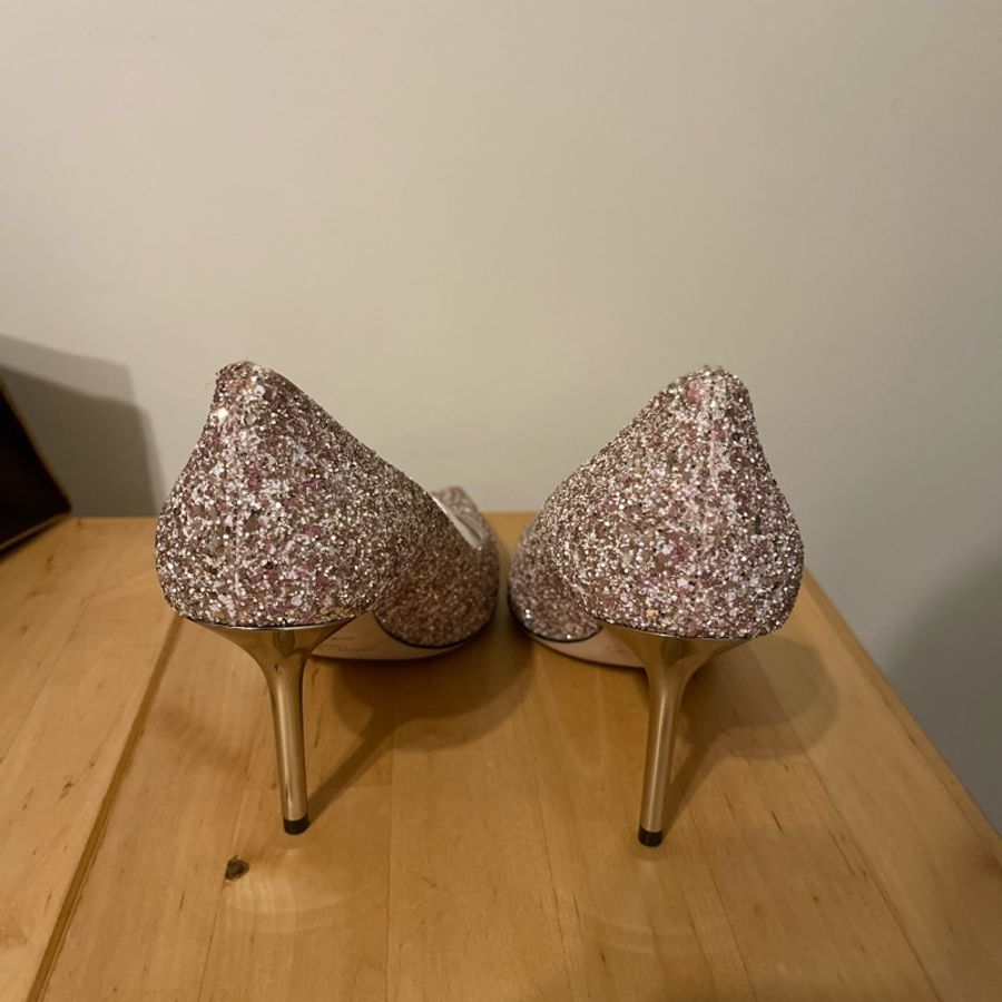 Jimmy Choo Romy Degrade Glitter 85mm Pump, Rose 玫瑰粉色經典兩片高跟鞋-6