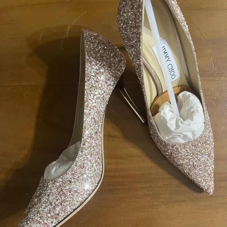 Jimmy Choo Romy Degrade Glitter 85mm Pump, Rose 玫瑰粉色經典兩片高跟鞋-8