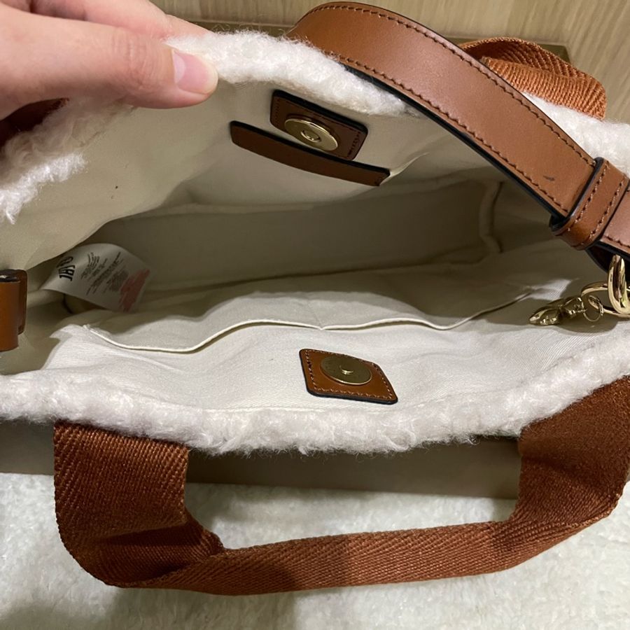 Chloe 經典品牌LOGO泰迪絨毛手提/肩背包(焦糖)-5