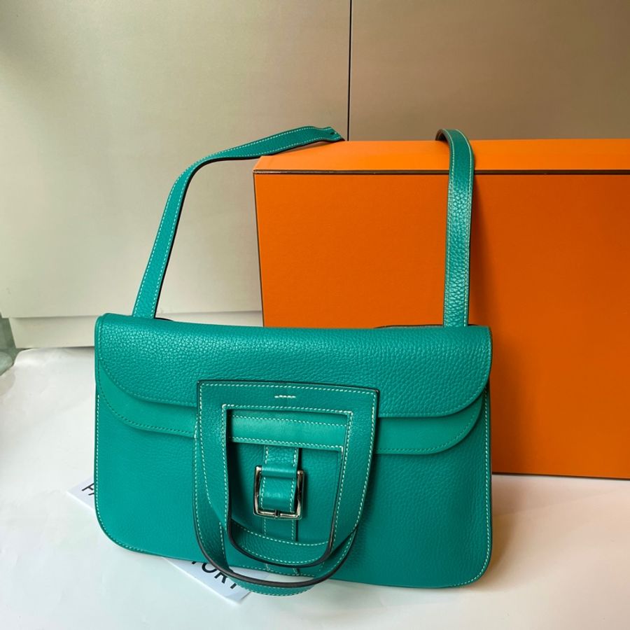 Hermes Halzan孔雀藍五用包 31公分-0