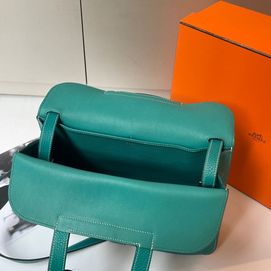 Hermes Halzan孔雀藍五用包 31公分-6