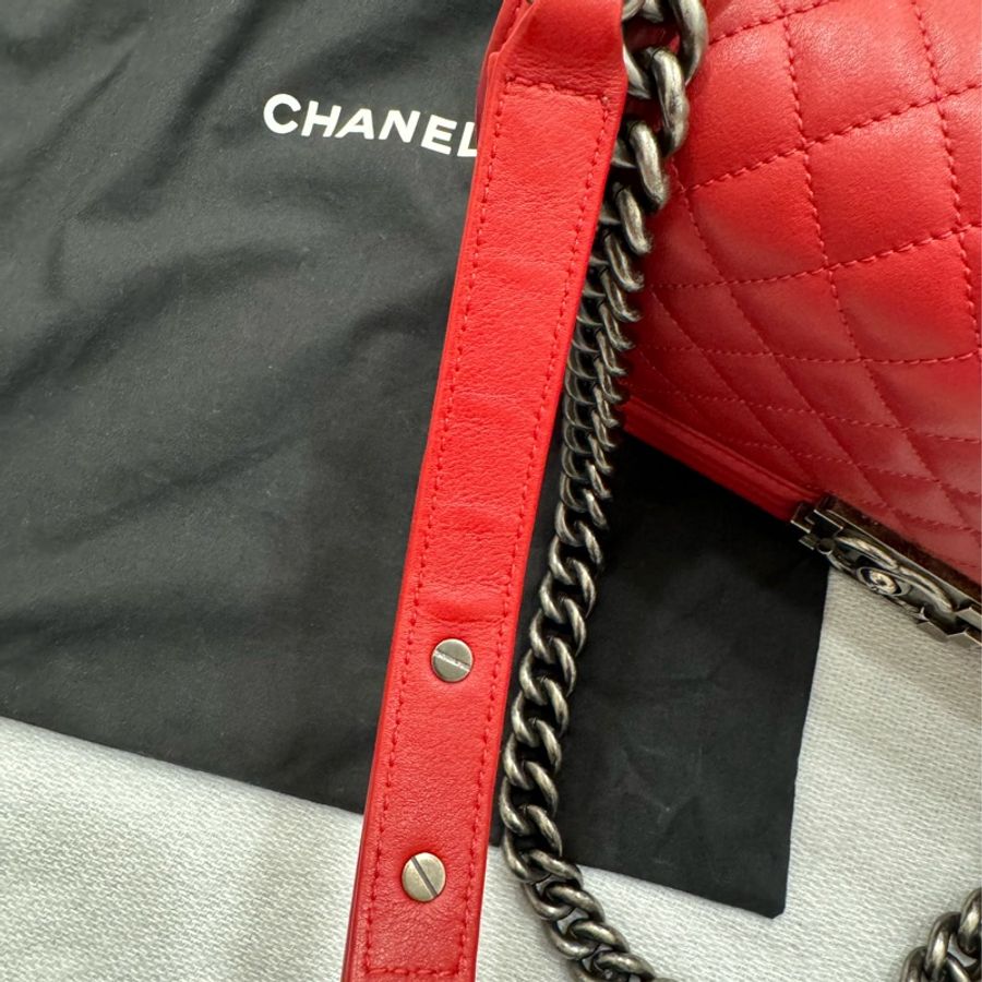 近新 Chanel boy 25 紅色-30