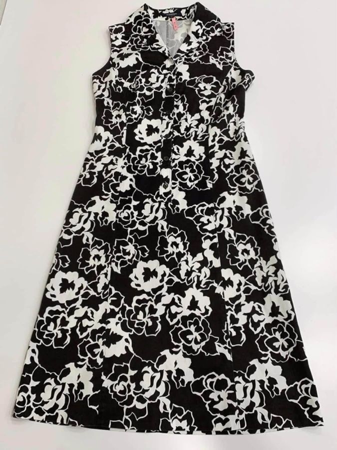 BURBERRY LONDON 深咖近黑花朵圖案無䄂洋裝-5