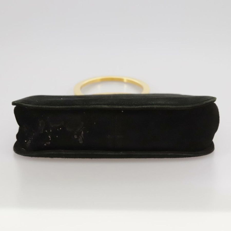 【日本直送】Salvatore Ferragamo Gancini 手提包 麂皮 2way 黑色 金色 Auth 101932-6