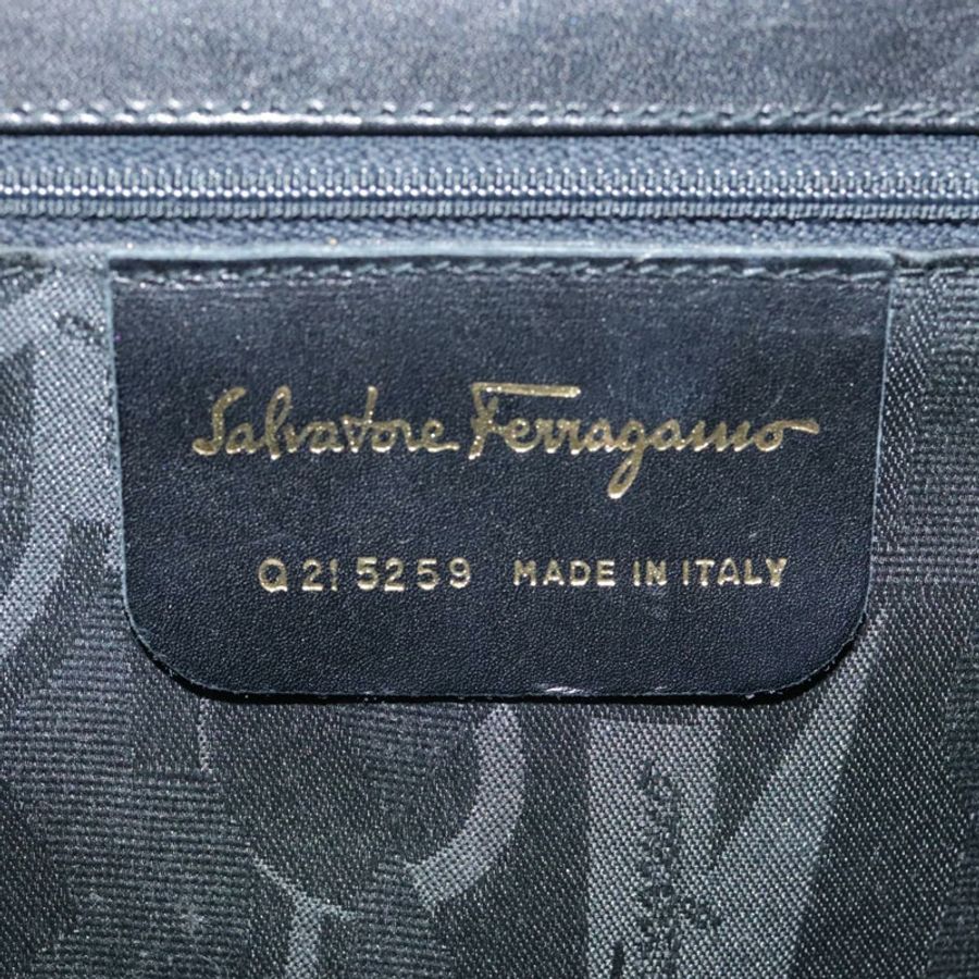 【日本直送】Salvatore Ferragamo Gancini 手提包 麂皮 2way 黑色 金色 Auth 101932-10