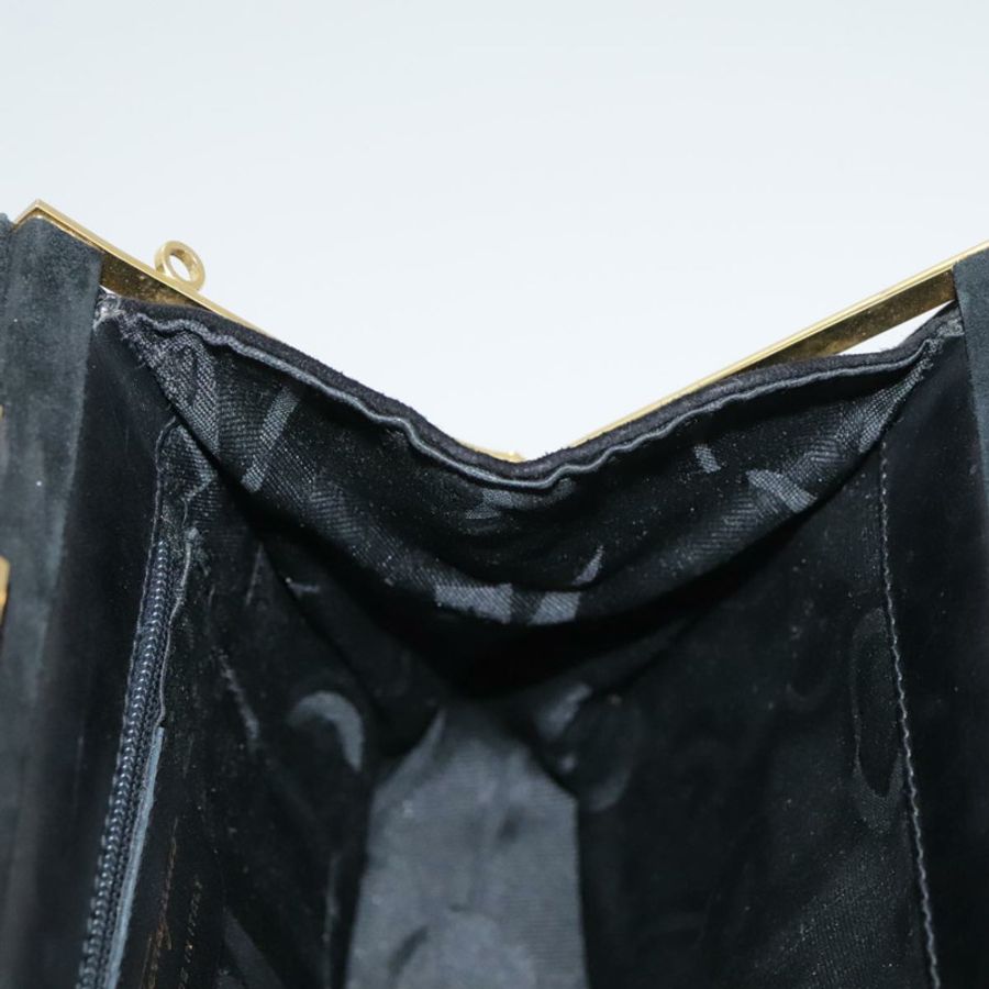 【日本直送】Salvatore Ferragamo Gancini 手提包 麂皮 2way 黑色 金色 Auth 101932-19