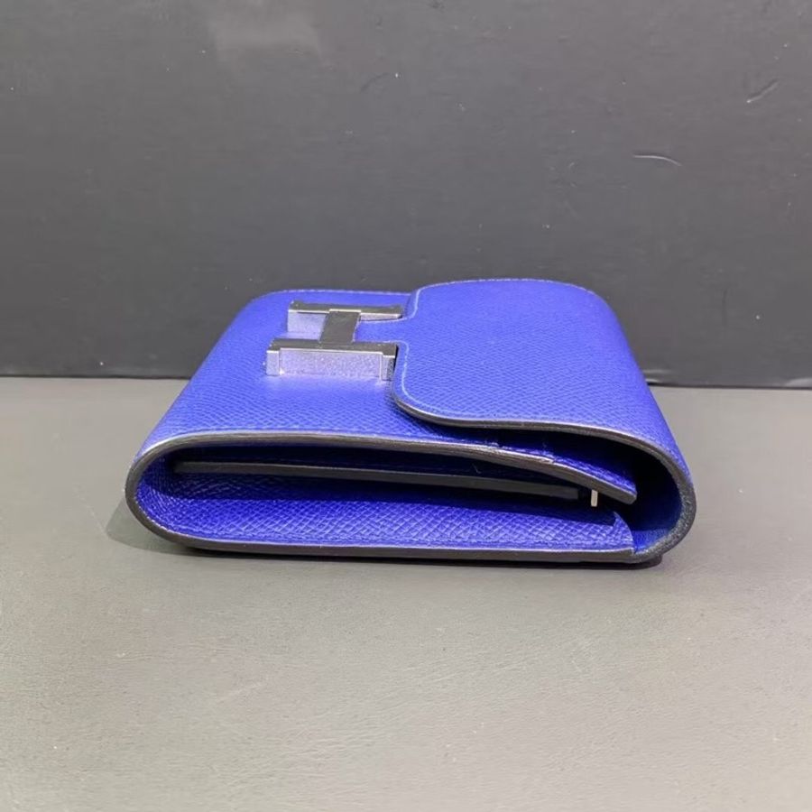 Hermes愛馬仕Constance康康短版皮夾電光藍Epsom皮銀扣X刻-2