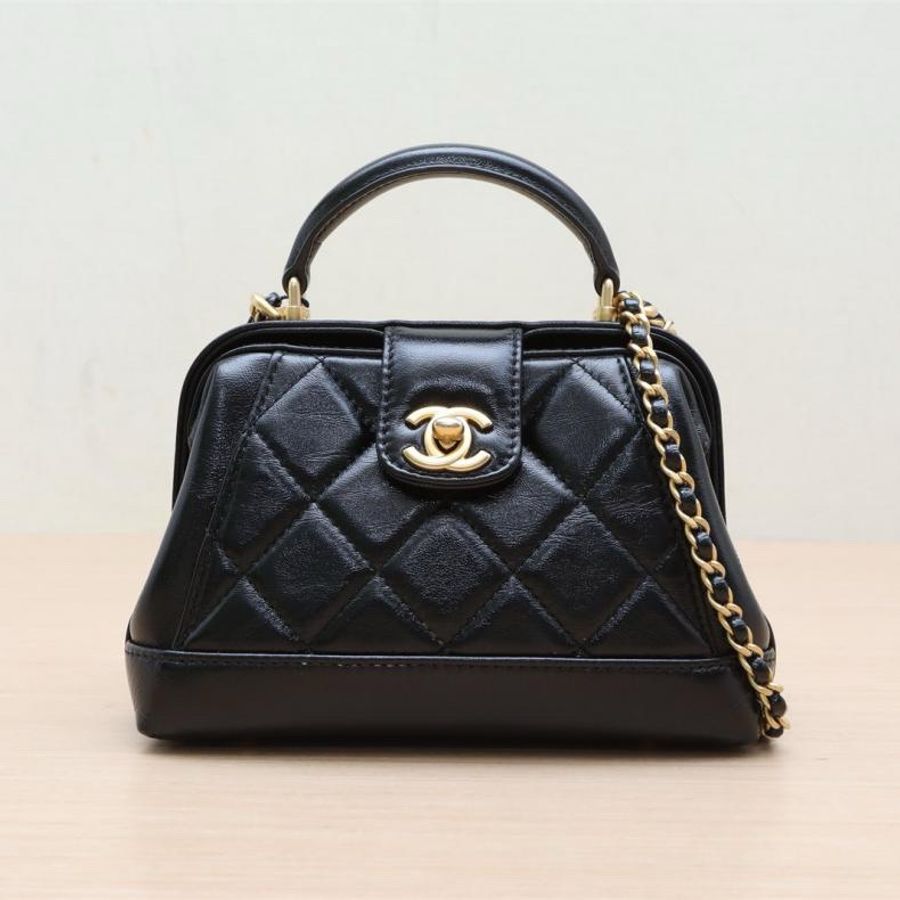 CHANEL(香奈兒) 24A 醫生包 小號 19.5cm 黑色 晶片開 金扣-0
