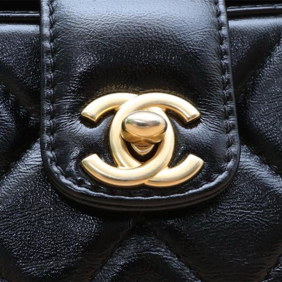 CHANEL(香奈兒) 24A 醫生包 小號 19.5cm 黑色 晶片開 金扣-5