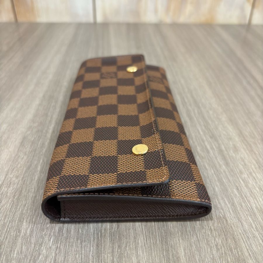 LV N63093 咖啡 棋盤 格紋 信用卡夾 相片夾 零錢包 三合一 發財包 長夾-1