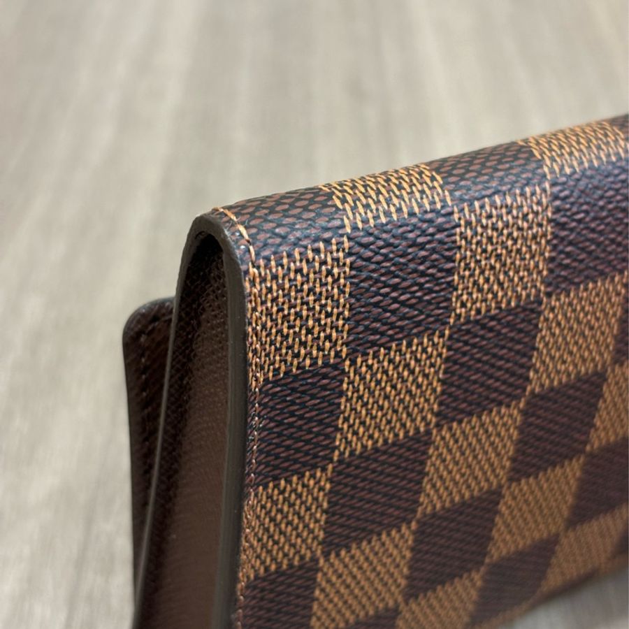 LV N63093 咖啡 棋盤 格紋 信用卡夾 相片夾 零錢包 三合一 發財包 長夾-7