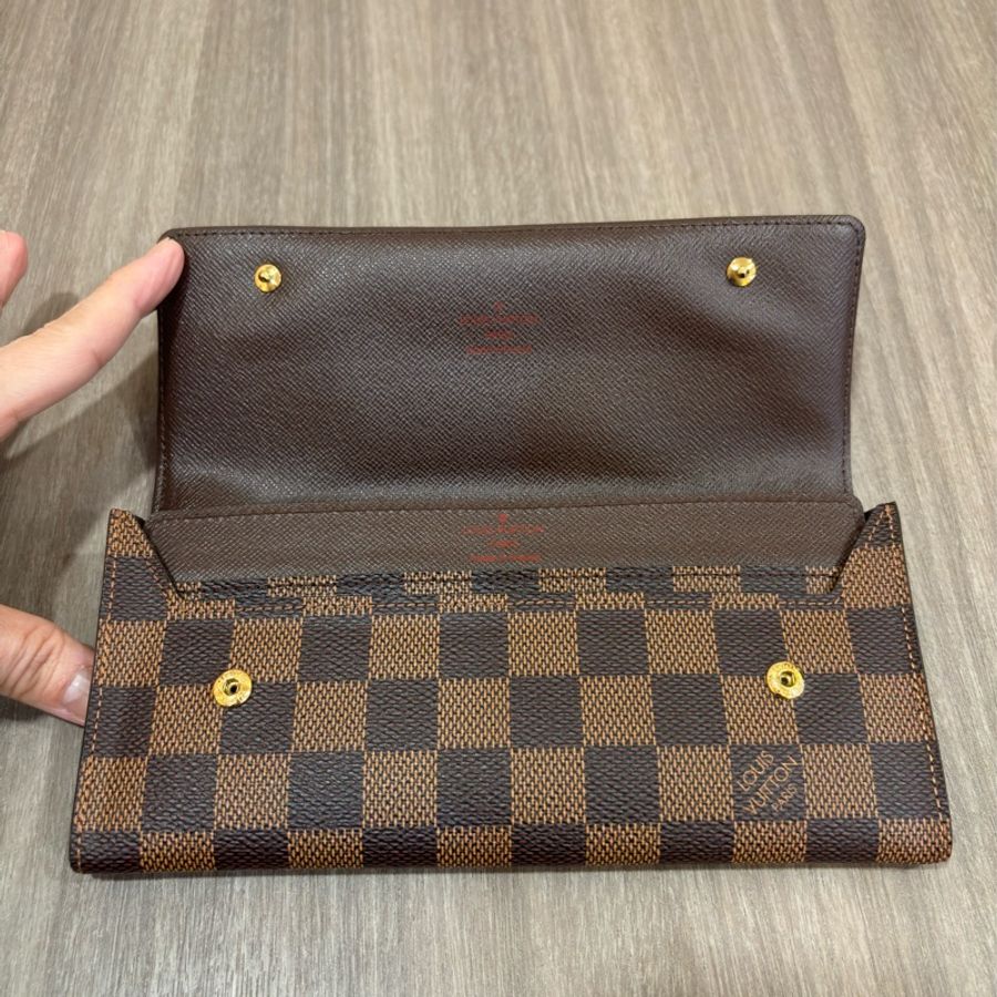 LV N63093 咖啡 棋盤 格紋 信用卡夾 相片夾 零錢包 三合一 發財包 長夾-15