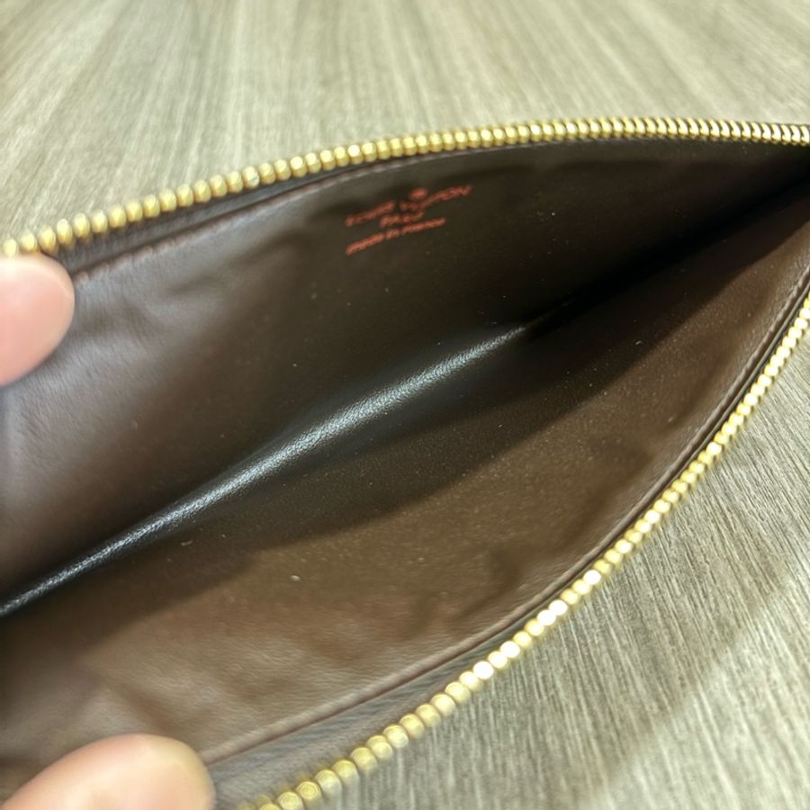 LV N63093 咖啡 棋盤 格紋 信用卡夾 相片夾 零錢包 三合一 發財包 長夾-28