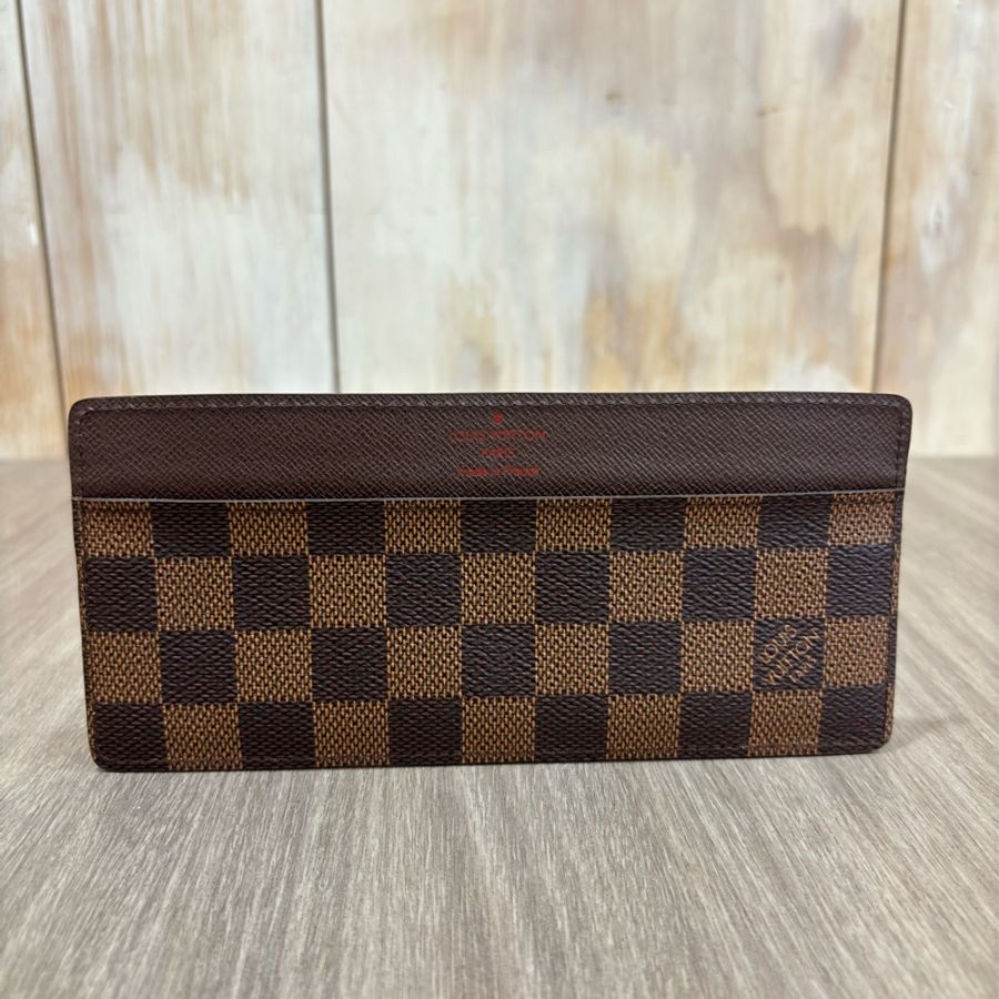 LV N63093 咖啡 棋盤 格紋 信用卡夾 相片夾 零錢包 三合一 發財包 長夾-29