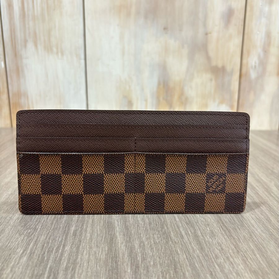 LV N63093 咖啡 棋盤 格紋 信用卡夾 相片夾 零錢包 三合一 發財包 長夾-30
