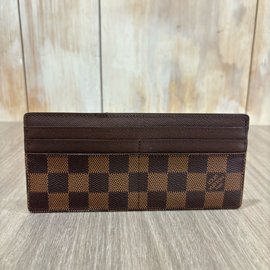 LV N63093 咖啡 棋盤 格紋 信用卡夾 相片夾 零錢包 三合一 發財包 長夾-36