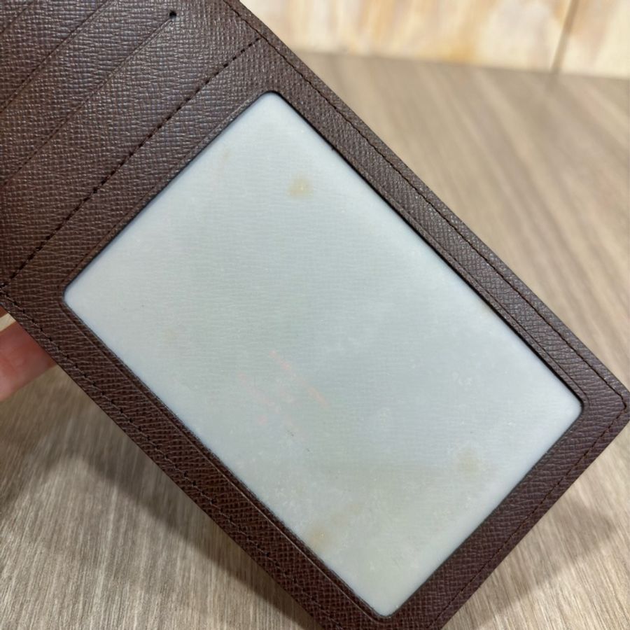 LV N63093 咖啡 棋盤 格紋 信用卡夾 相片夾 零錢包 三合一 發財包 長夾-38