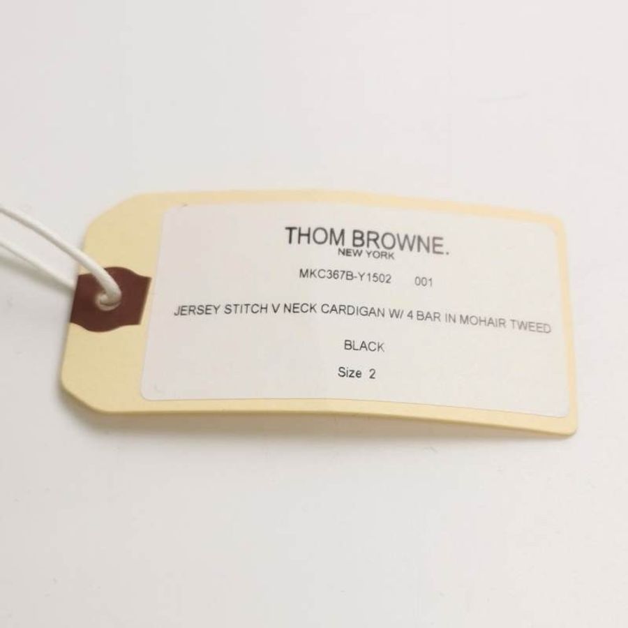 Thom Browne 羊毛馬海毛混紡拼色四條紋V領系扣長袖開衫外套2碼-2