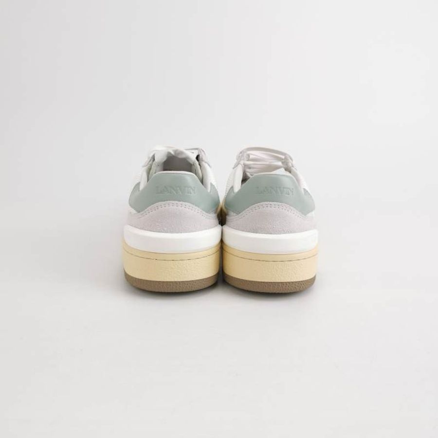 Lanvin Clay翻毛皮牛皮網面拼皮拼色字母logo休閒鞋38碼-2