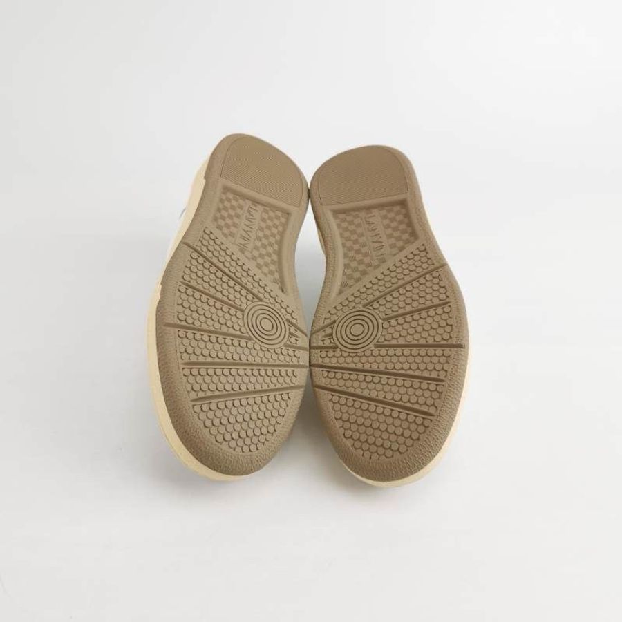 Lanvin Clay翻毛皮牛皮網面拼皮拼色字母logo休閒鞋38碼-3
