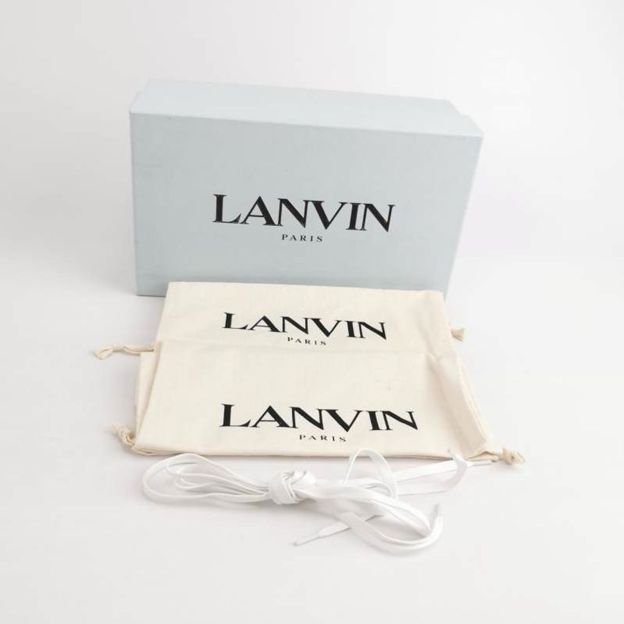Lanvin Clay翻毛皮牛皮網面拼皮拼色字母logo休閒鞋38碼-4