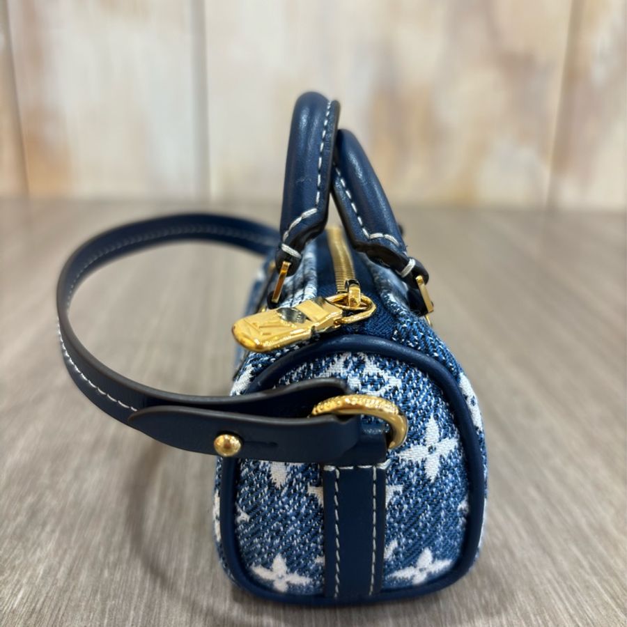 LV M00546 限量 藍色 單寧 MICRO SPEEDY 吊飾 零錢包-1