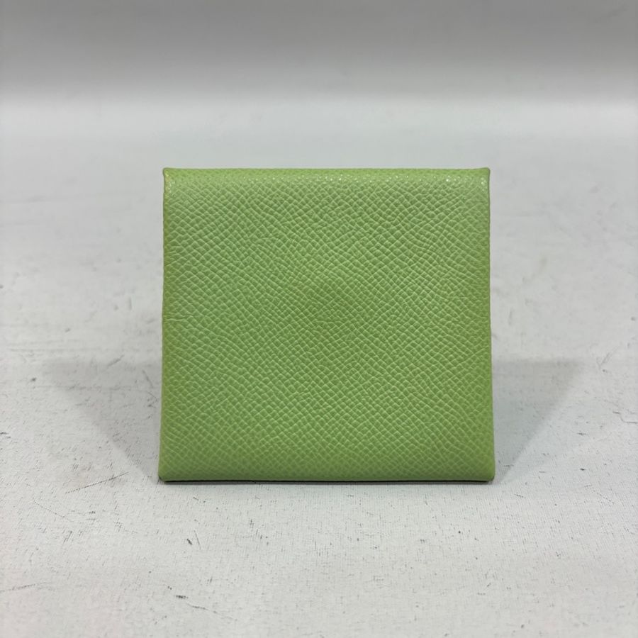 Hermes特別訂製-酪梨綠拼奶油白epsom皮Bastia豆乾零錢包 U刻-1