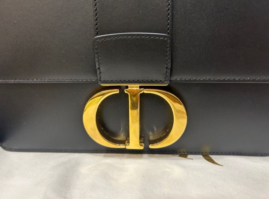Dior 蒙田 30 montaigne 黑色 Box 小牛皮 金扣 斜背 手提 通勤包-11