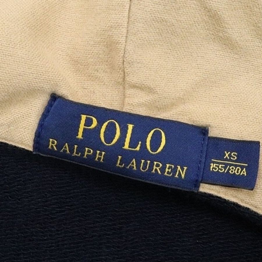 POLO RALPH LAUREN萊爾補丁刺繡棉質抓絨運動衫連帽夾克 海軍藍 XS-5
