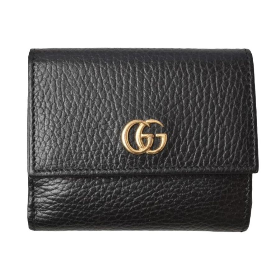 【MIZU水水】Gucci 近全新三折皮夾 黑色 金標-0