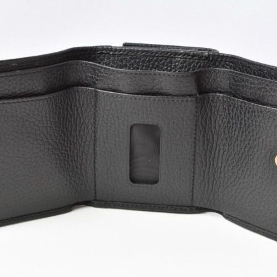 【MIZU水水】Gucci 近全新三折皮夾 黑色 金標-5