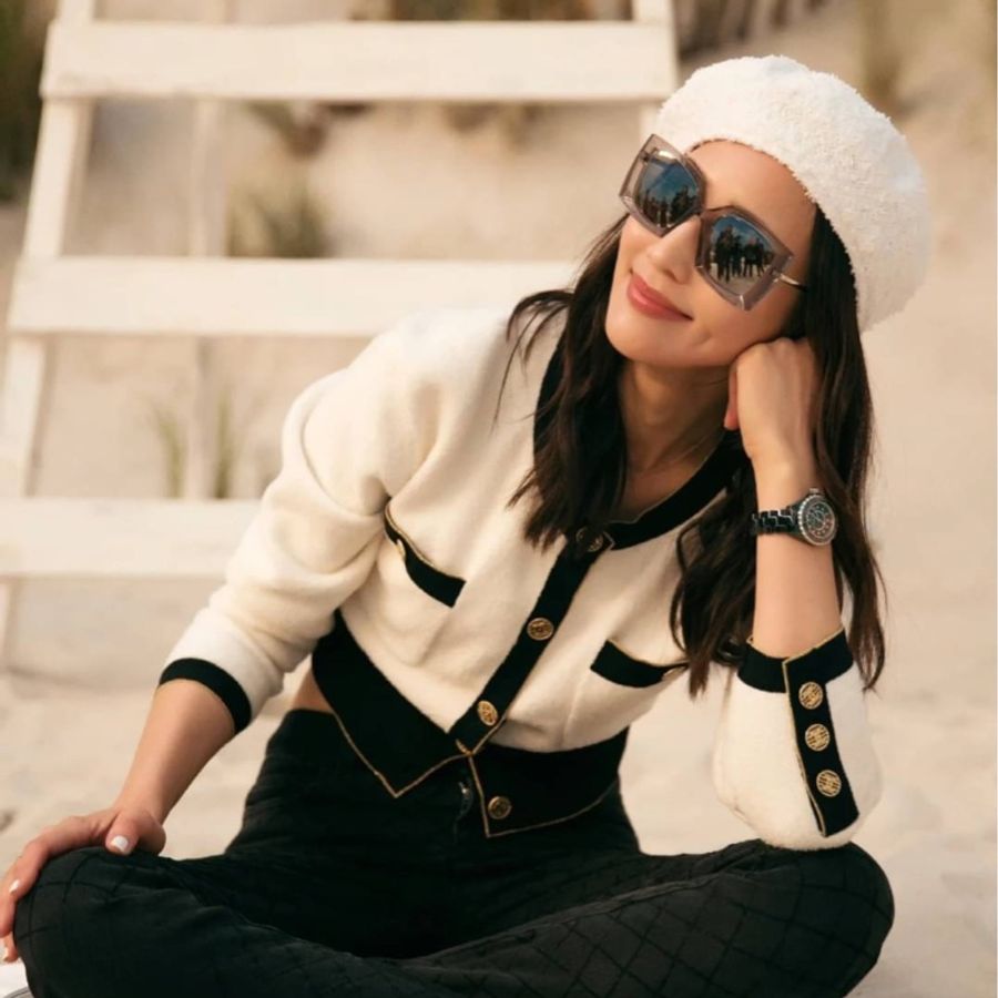 chanel 香奈兒 白色 針織 毛呢 貝蕾帽 貝雷帽 帽子-7