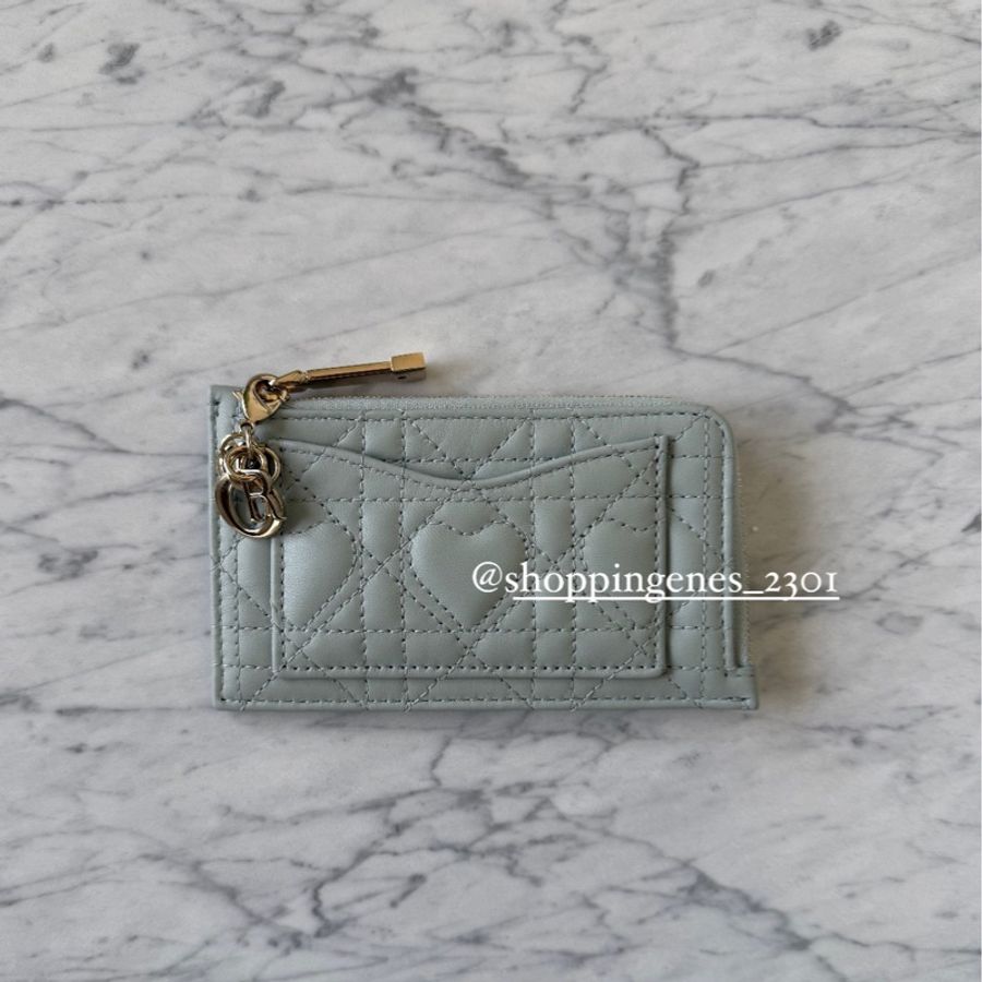 迪奧 Dior 全新品 情人節限量 藍綠色 卡片零錢包-0